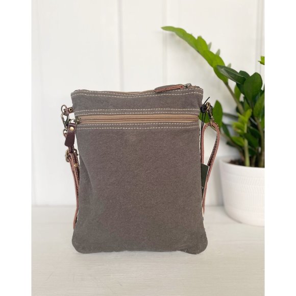 Circles Leather Canvas and Rug Crossbody Purse - Picture 2 of 9